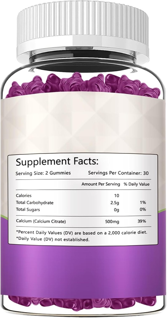 2 Pack Calcium Magnesium Zinc Gummies with Vitamin C D3 K2, Calcium Gummies for Bone, Muscle, Calm & Zzz Support, High Absorption Formula with Magnesium Zinc Potassium, Elderberry Flavored 120 Cts 3