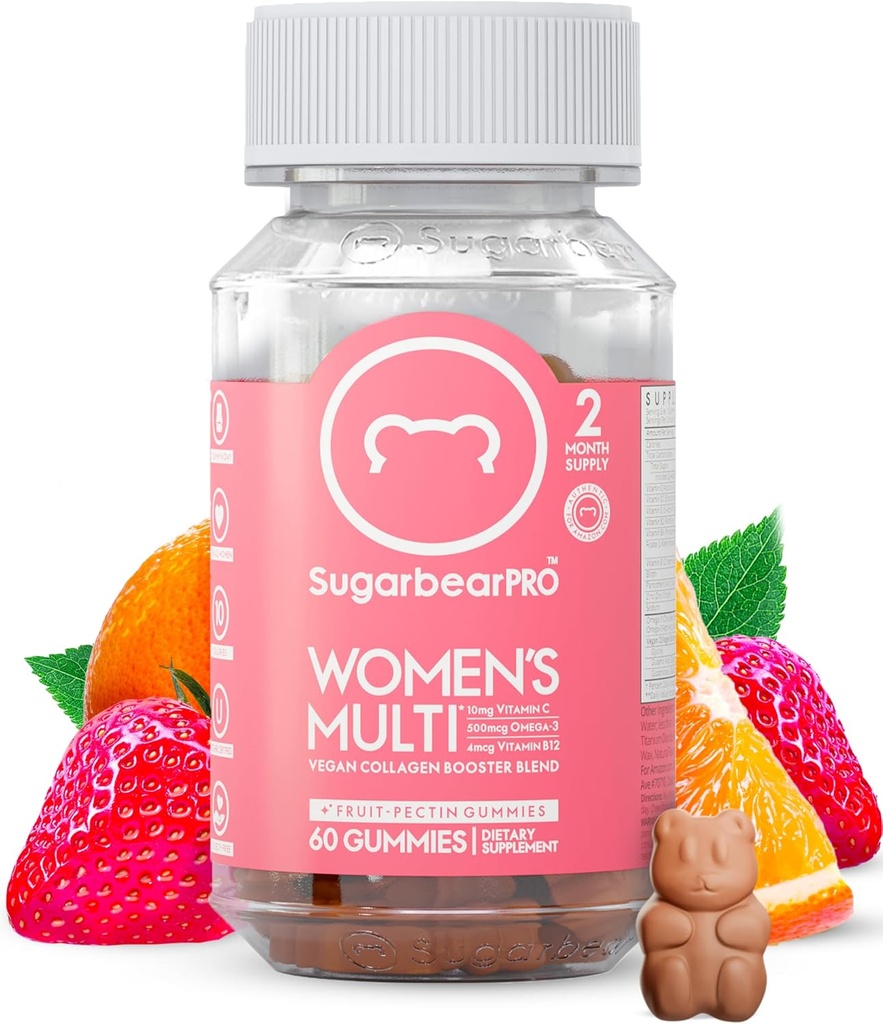 Sugarbear Women's Multivitamin Gummies with Collagen, Glutathione, Omega-3, and Vitamins - Vegan, Chewable Daily Supplement (1 Month) 2