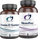 Designs for Health Vitamin D Supreme 5000 IU + Vitamin K (60 Capsules) + NeuroMag Chelated Magnesium L-Threonate for Cognitive Support (90 Capsules) - 2 Product Bundle 2