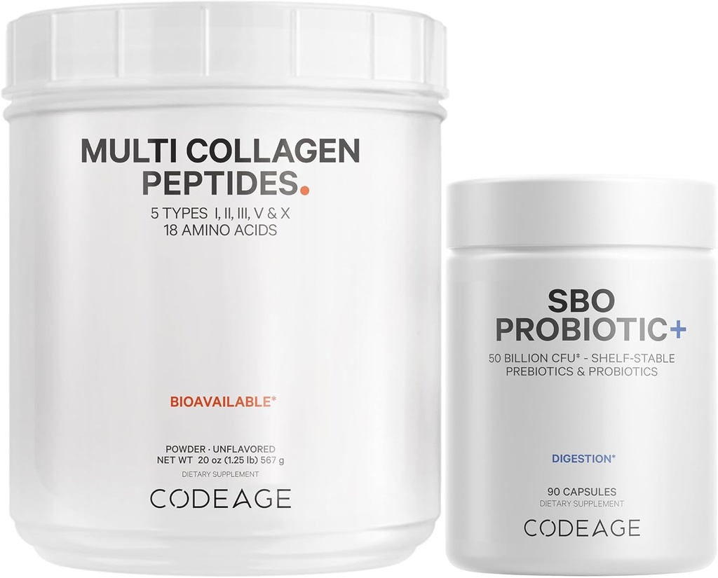 Codeage - Multi Collagen Protein + SBO Probiotics 50 Billion CFU Bundle 2