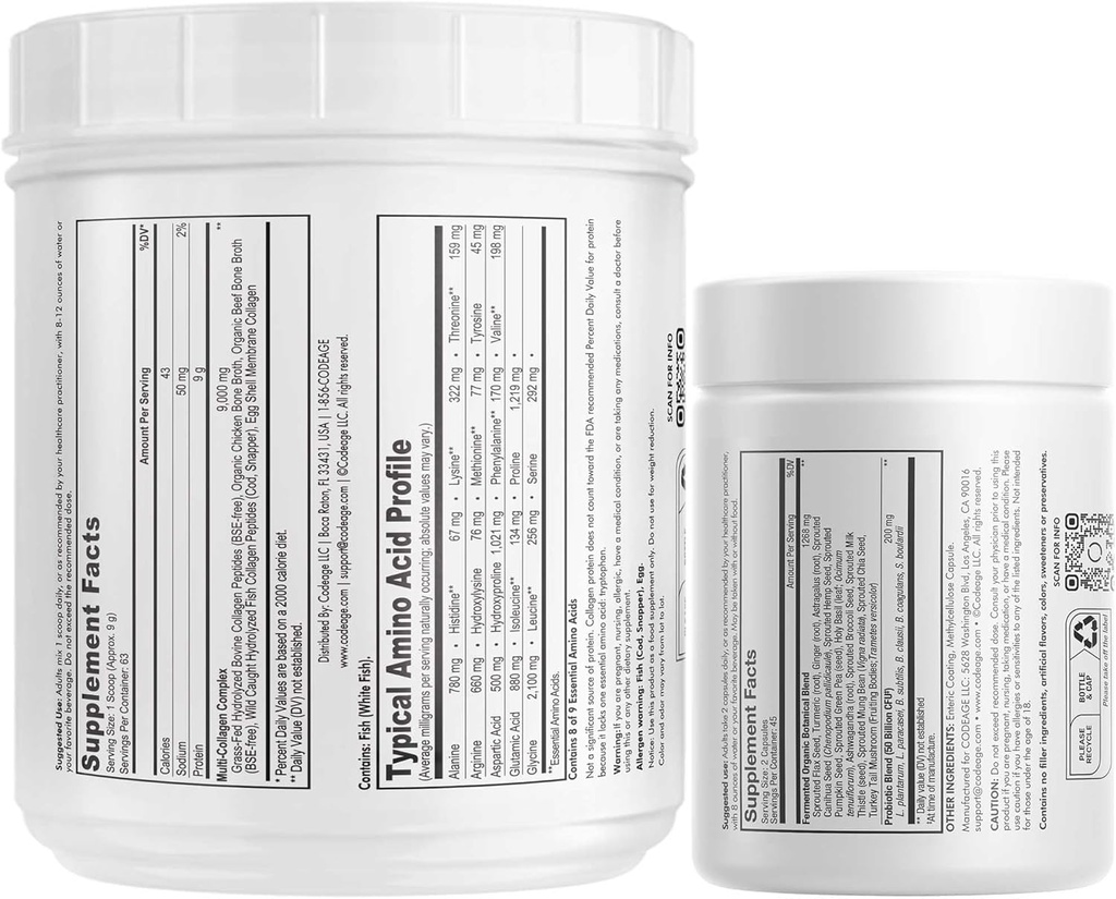 Codeage - Multi Collagen Protein + SBO Probiotics 50 Billion CFU Bundle 3