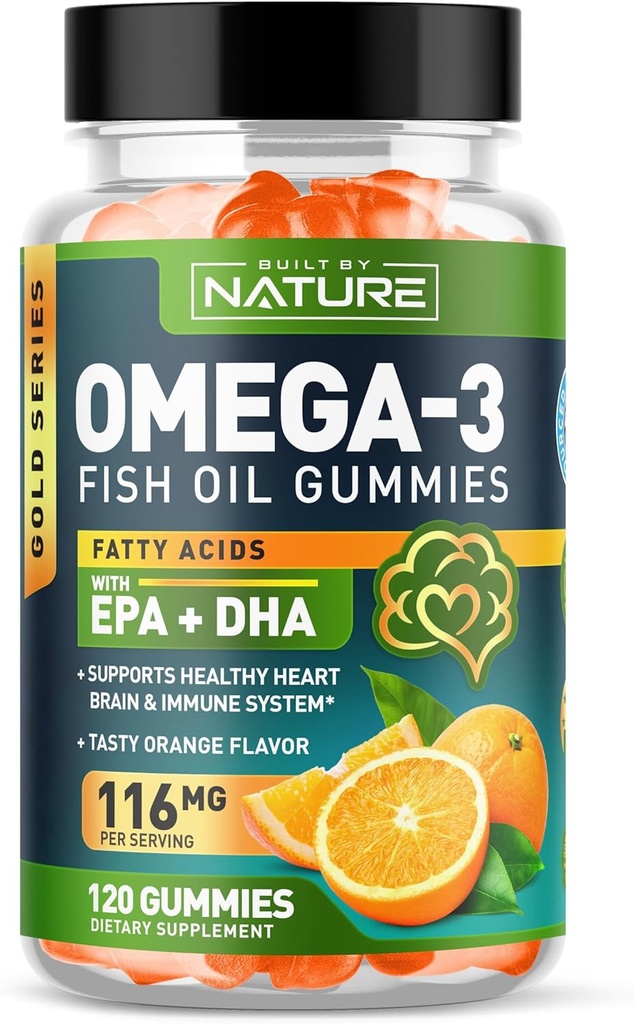 Omega 3 Fish Oil Gummies with EPA & DHA from Wild Fish - Triple Strength Omega 3 Fish Oil Gummy, Supports Healthy Heart, Brain & Immune System, Burpless & Natural - 60 Gummies, 30 Day Supply 2