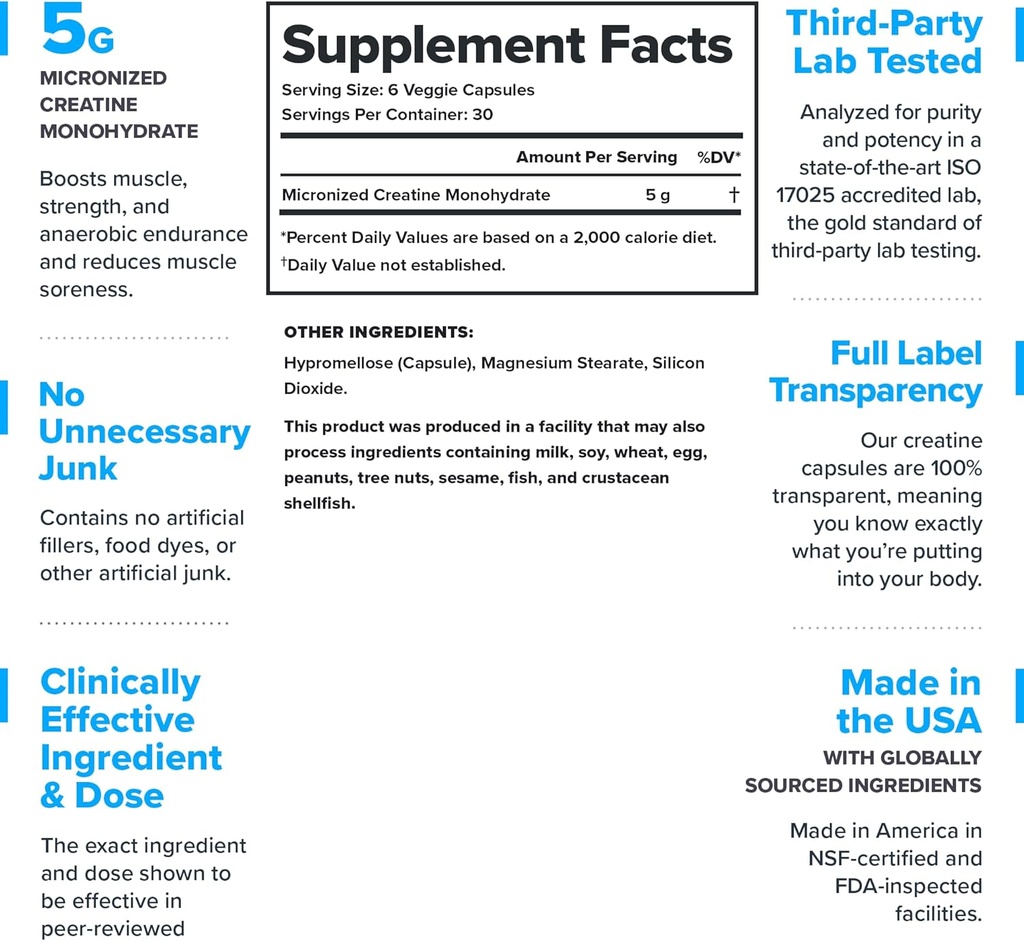 LEGION Micronized Creatine Monohydrate Supplement - Clean Creatine Powder for Muscle Gain & Post Workout Recovery - Micronized Creatine Supplement for Maximum Absorption (30 Servings, Capsule) 3