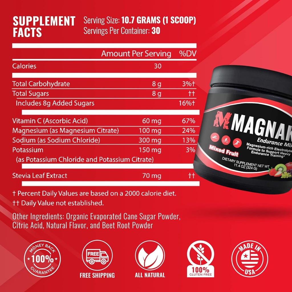 Electrolytes Powder Mix, Recovery Drink for Workouts, Sports & Training, Hydration and Energy Drink Mix w/Magnesium, Potassium, Sodium & More, Gluten Free, Mixed Fruit Powder, 11.4 oz - Magnak 4