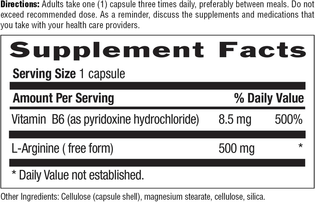 Country Life L-Arginine Caps with Vitamin B-6, 500mg, 100 Vegan Capsules, Certified Gluten Free, Certified Vegan 6
