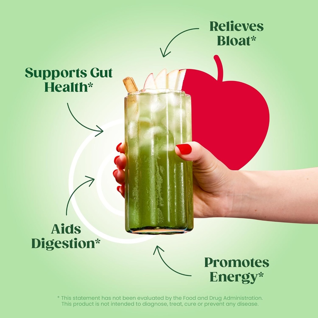 Bloom Nutrition Superfood Greens Powder, Digestive Enzymes with Probiotics and Prebiotics, Gut Health, Bloating Relief for Women, Chlorella, Green Juice Mix with Beet Root Powder, 25 SVG, Apple Cider 3