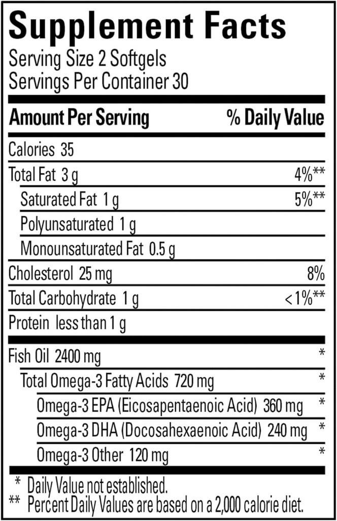 Nature Made Burp-Less Fish Oil 1200 mg, 60 Softgels, Fish Oil Omega 3 Supplement For Heart Health (Pack of 3) 3