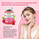 2000mg Organic Resveratrol Gummies for Women - Sugar Free Resveratrol-Nutritional-Supplements for Antioxidant Support, Cellular Health, Immunity, Brain & Energy, Raspberry Flavor, 60 Count 6
