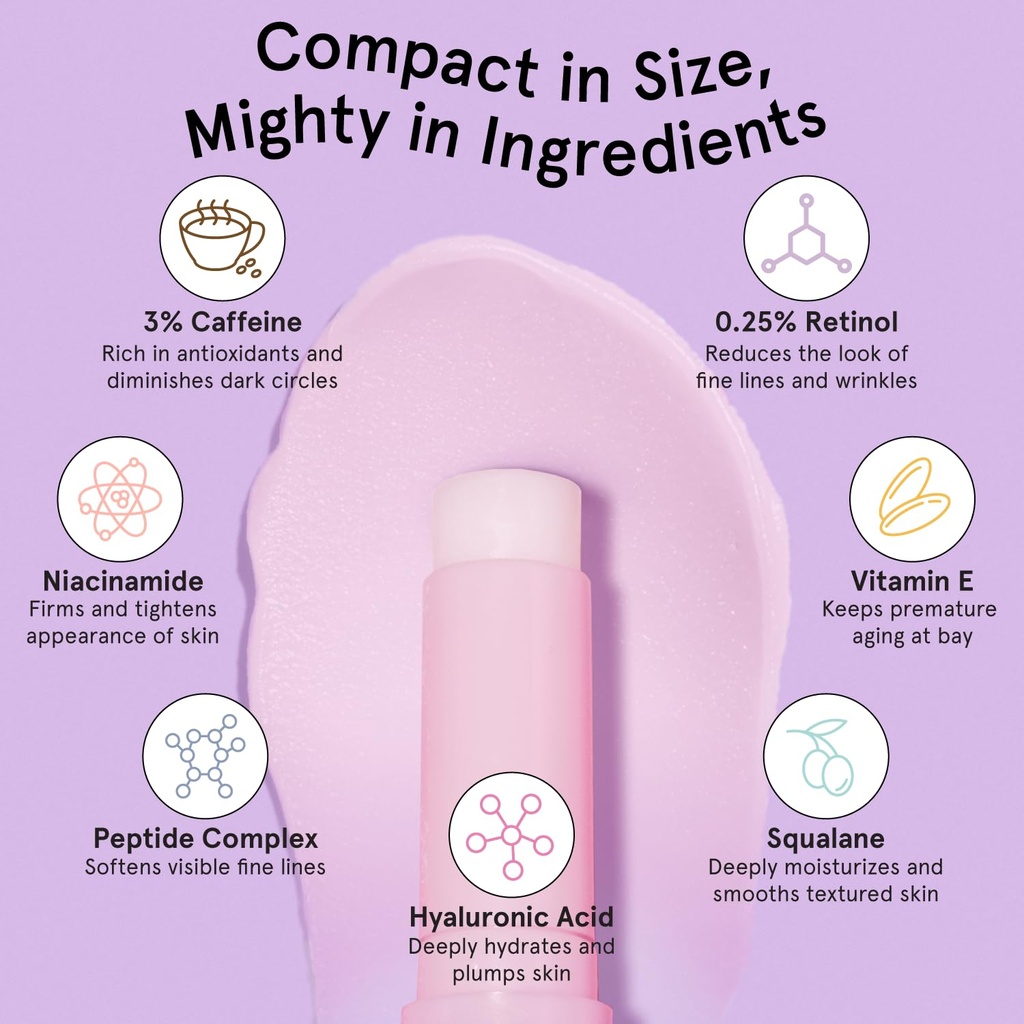 grace & stella Under Eye Brightener Balm Stick - Travel Size Toiletries - Retinol & Caffeine Eye Cream for Dark Circles, Puffiness, Wrinkles - Restore and Hydrate - Vegan Skincare (0.13oz / 3.5g) 5