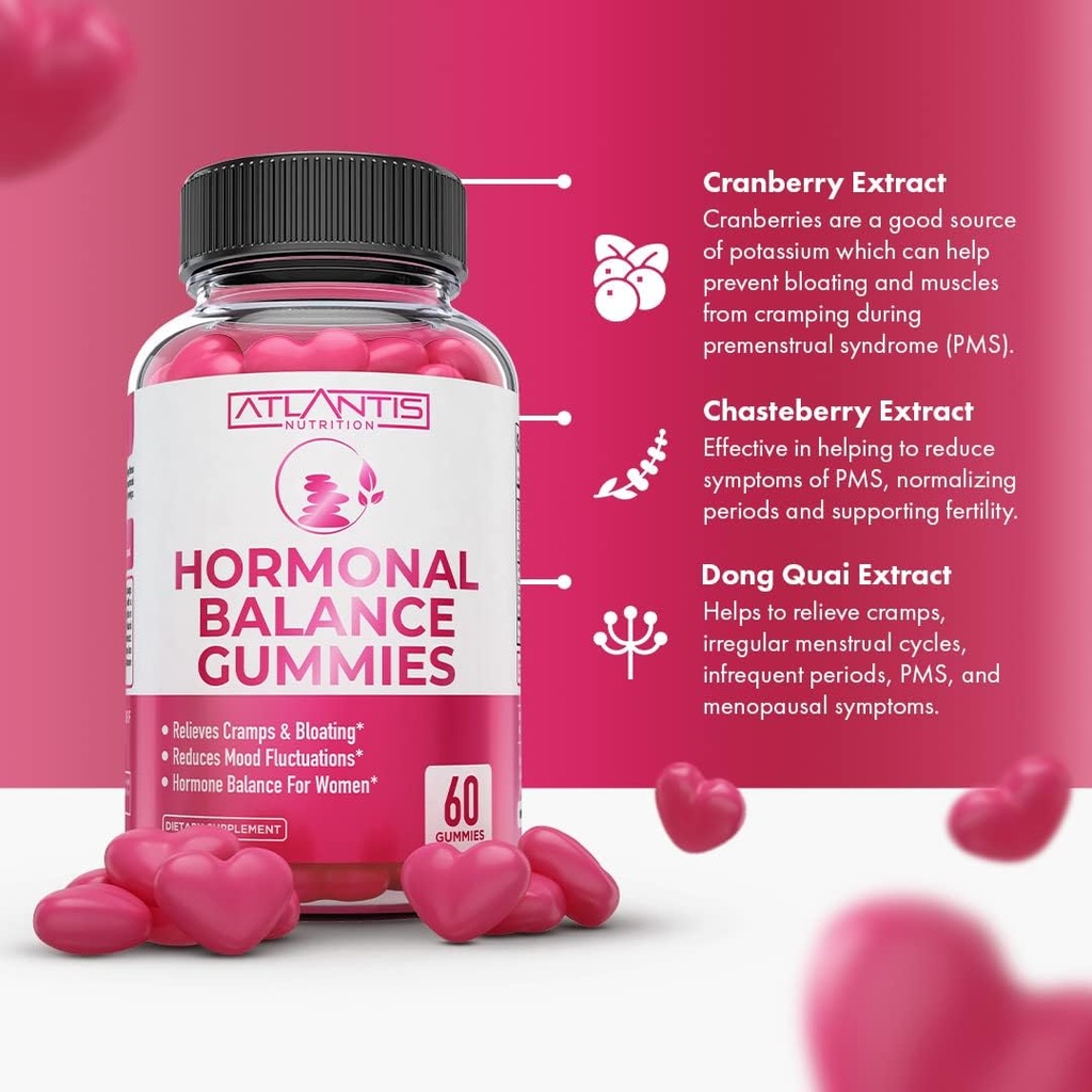 Atlantis Nutrition Hormonal Balance PMS Relief 60 Gummies + Sugar Free Keto Apple Cider Vinegar 60 Gummies 5