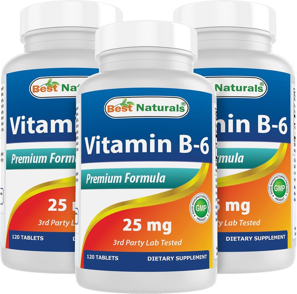 Best Naturals Vitamin B6 25mg, 120 Tablets (120 Count (Pack of 3)) 2