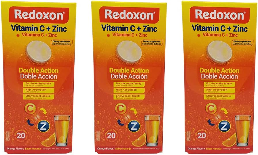 Redoxon Vitamin C Tablets | Orange Flavor, Effervescent Double Action Supplement of Vitamin C and Zinc for Immune System Support, Healthier Lifestyle, and More Energy; 3-Pack of 20 Tablets 2