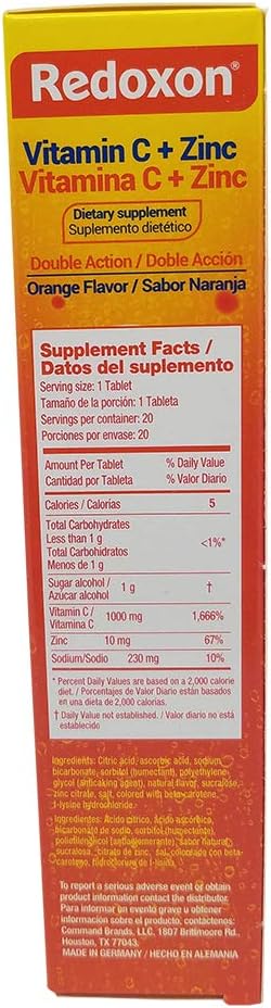 Redoxon Vitamin C Tablets | Orange Flavor, Effervescent Double Action Supplement of Vitamin C and Zinc for Immune System Support, Healthier Lifestyle, and More Energy; 3-Pack of 20 Tablets 6
