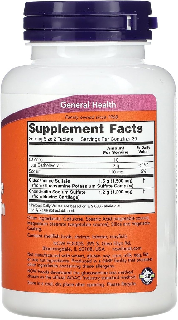 NOW Foods Extra Strength Glucosamine & Chondroitin, 60 Tablets 3