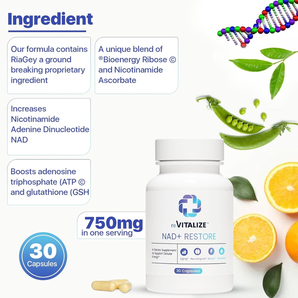 NAD+ Supplement 750mg - Advanced Nicotinamide Riboside for Anti-Aging & Supports Cellular Energy | NAD Plus Promotes DNA & Brain Health with High Absorption Formula Third Party Tested 30 Servings 5