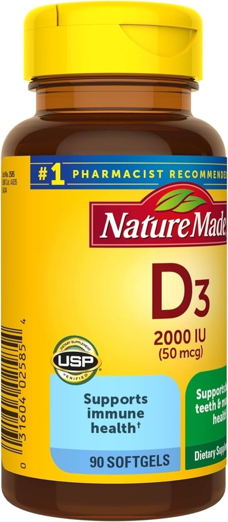 Nature Made Vitamin D3 2000 IU Liquid Softgels 90 ea (Pack of 3) 6