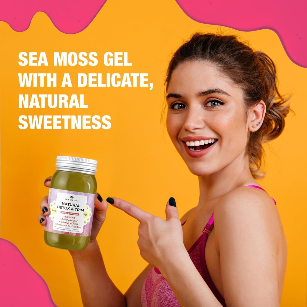 TrueSeaMoss Pro-Line Gel - Natural Detox/Trim - 5+ Flavors - Fruit Gel with Premium Sea Moss & Potassium - Vegan-Friendly - Vitamin & Mineral Rich Supplement - Made in USA (Mango/Pineapple, Pack of 1) 5