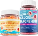 NEVISS Vitamin D3 5000IU + K2 (MK-7) 120mcg + Calcium Supplement 600mg, Algae Calcium Magnesium 2:1 2