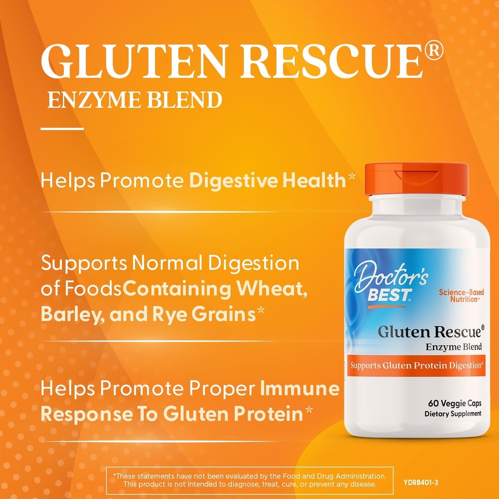Doctor's Best Gluten Rescue with Glutalytic, Non-GMO, Vegan, 60 Count (Pack of 1) 4