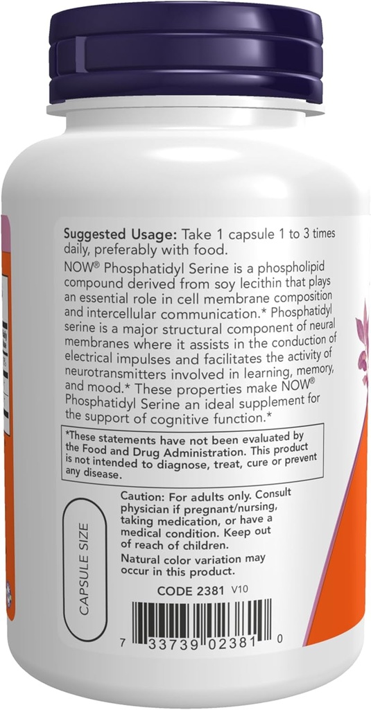 Now Supplements, Phosphatidyl Serine 100 mg, 120 Veg Capsules 4