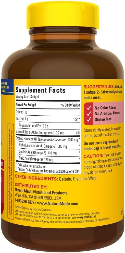 Nature Made Flaxseed Oil 1,000 mg Softgels, 180 ct 3