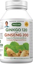 ANDREW LESSMAN Ginkgo 120 Plus Ginseng 200mg - 360 Capsules - Standardized Extract Blend to Support Brain, Memory and Cognitive Function. Adaptogen, Combats Stress and Fatigue. No Additives 2