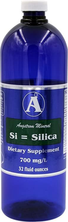 Silica Supplements by Angstrom Minerals - Liquid Ionic Silica Mineral Water 32oz 700ppm 2