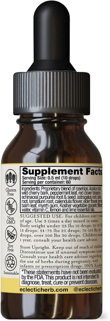 Eclectic Herbs Kid's Herbal Biotic (Lemon Lime Flavor) | Non-GMO, Gluten-Free, Organic Wildcrafted, Soy Free, Kid Friendly | 1 fl oz (30 ml) 4