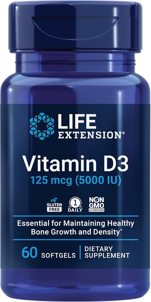 Life Extension Two-Per-Day 120 Tablet Multi-Vitamin & 60 Softgel 5000 IU Vitamin D3 Supplement Bundle 2