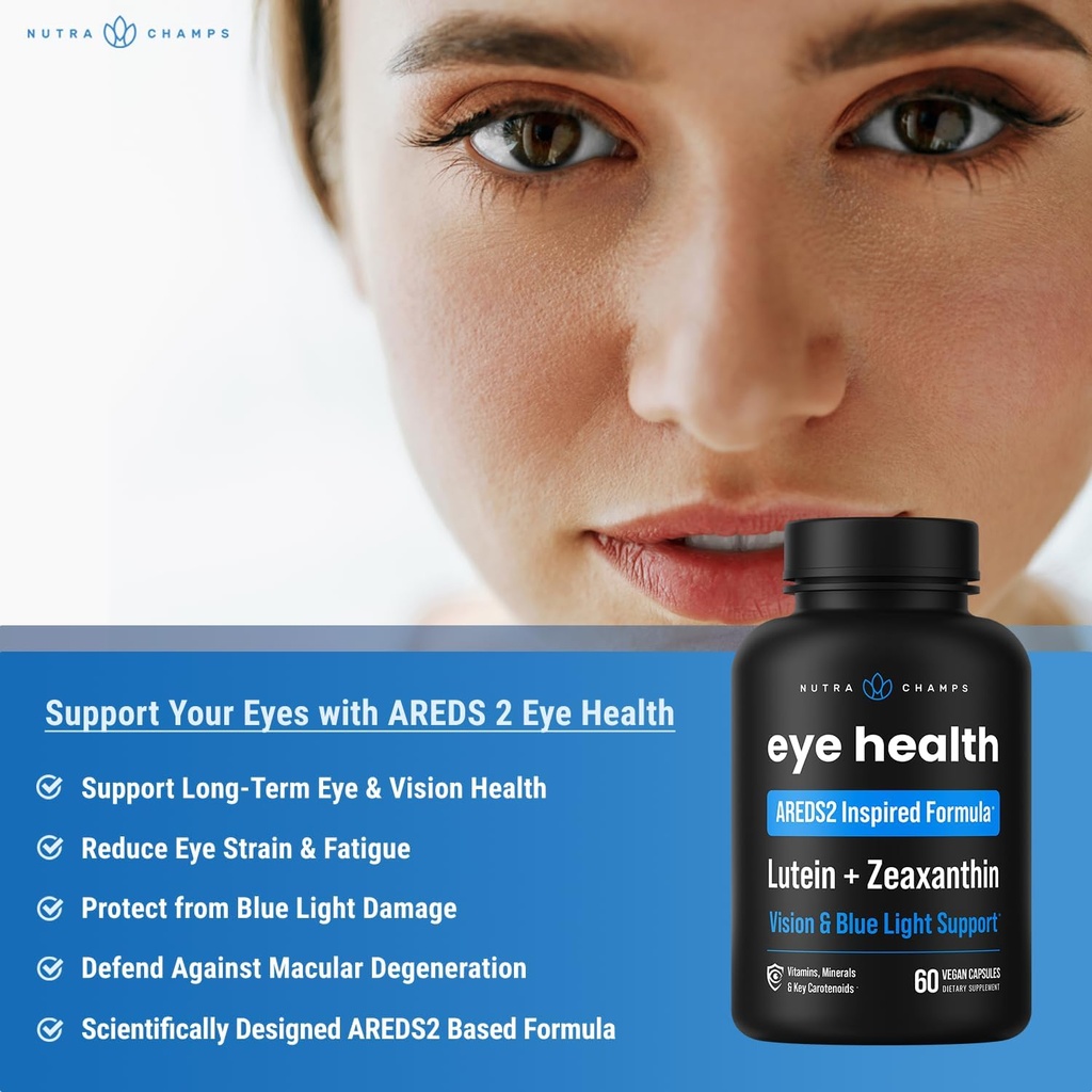 AREDS 2 Eye Vitamins | Lutein & Zeaxanthin Supplement | AREDS2 Plus Multivitamin Eye Health Supplement with Carotenoids, Bilberry Extract | Vitamins for Dry Eyes & Vision Health | 60 Vegan Capsules 6
