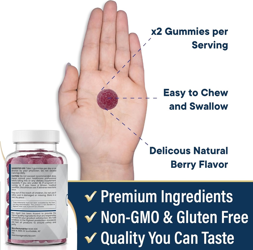 NEW AGE Zinc Gummies - 50mg High Immune Booster Zinc Supplement, Immune Defense, Powerful Natural Antioxidant, Non-GMO 180 Count (Pack of 3) 6