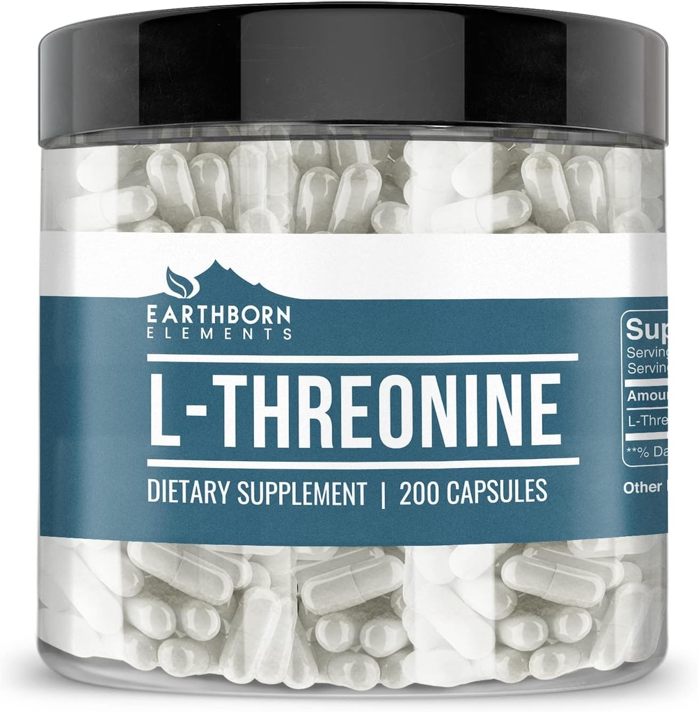 Earthborn Elements L-Threonine 200 Capsules, Essential Amino Acid, Pure & Undiluted, No Additives 2