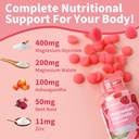 Magnesium Glycinate Gummies 400mg, Sugar Free Magnesium Supplement w/Ashwagandha, Zinc, Vegan Magnesium Glycinate Supplement for Adults - 120 Strawberry Gummies 4