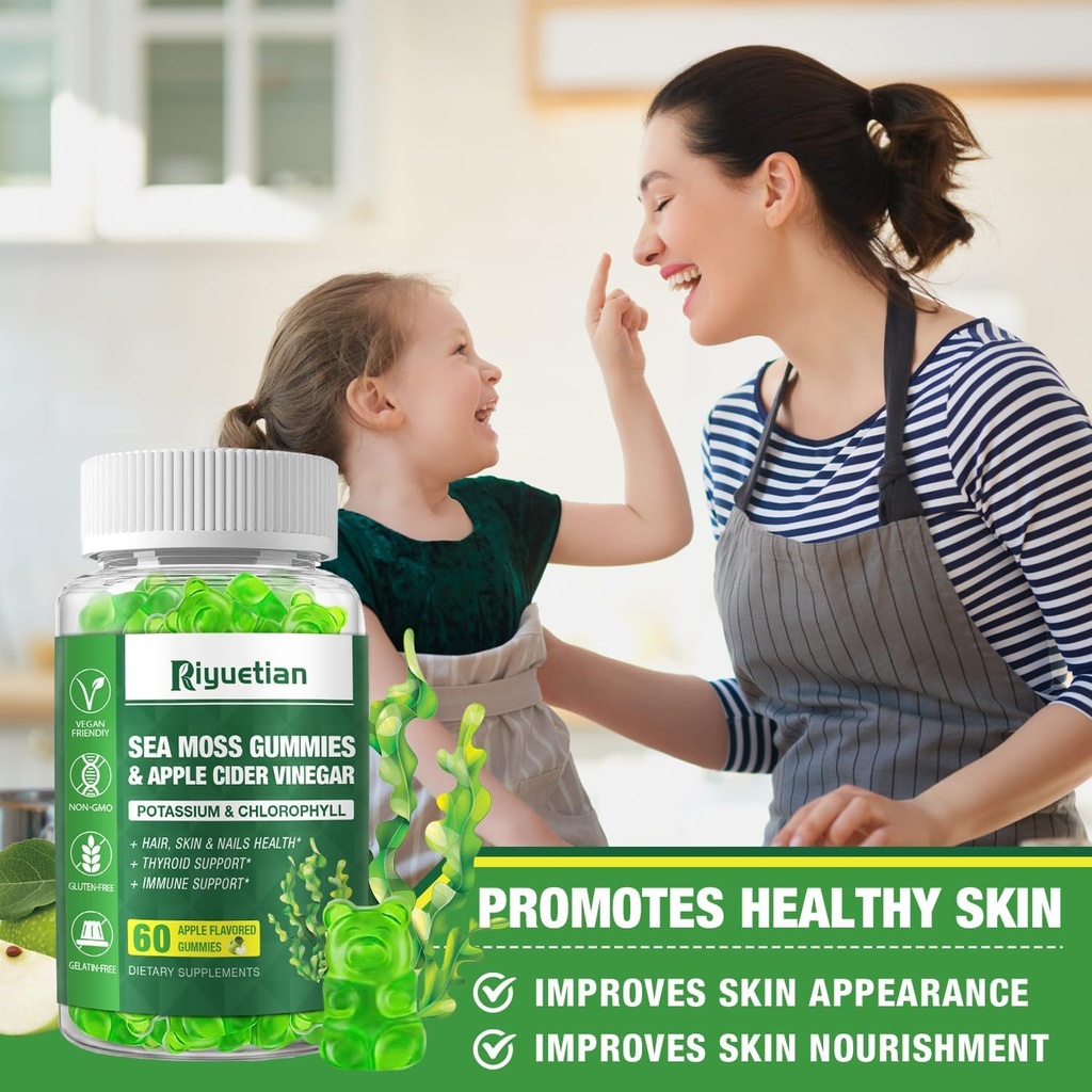 2 Pack Sea Moss Gummies - 120 Vegan Irish Moss Gummy Bears - Made with Natural & Organic Sea Moss Gel, Bladderwrack & Burdock Root - Seamoss Supplement for Energy, Immune Support 4