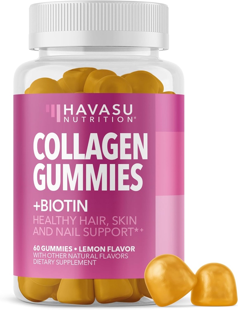 Collagen Gummies for Women and Men with 2500mcg Biotin, Zinc, Vitamin C & E - Hydrolyzed Collagen Gummies for Hair, Skin & Nail Support - Biotin and Collagen Gummies - Lemon Flavor - 30 Servings 2