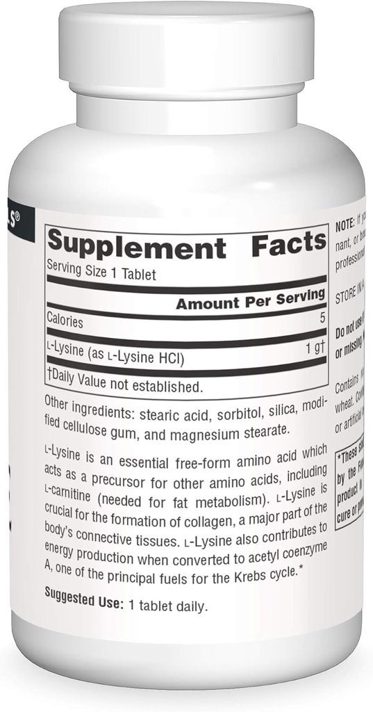 Source Naturals L-Lysine Free Form, 1,000 mg - Amino Acid Supplement Supports Energy & Formation of Collagen* - 50 Tablets 4