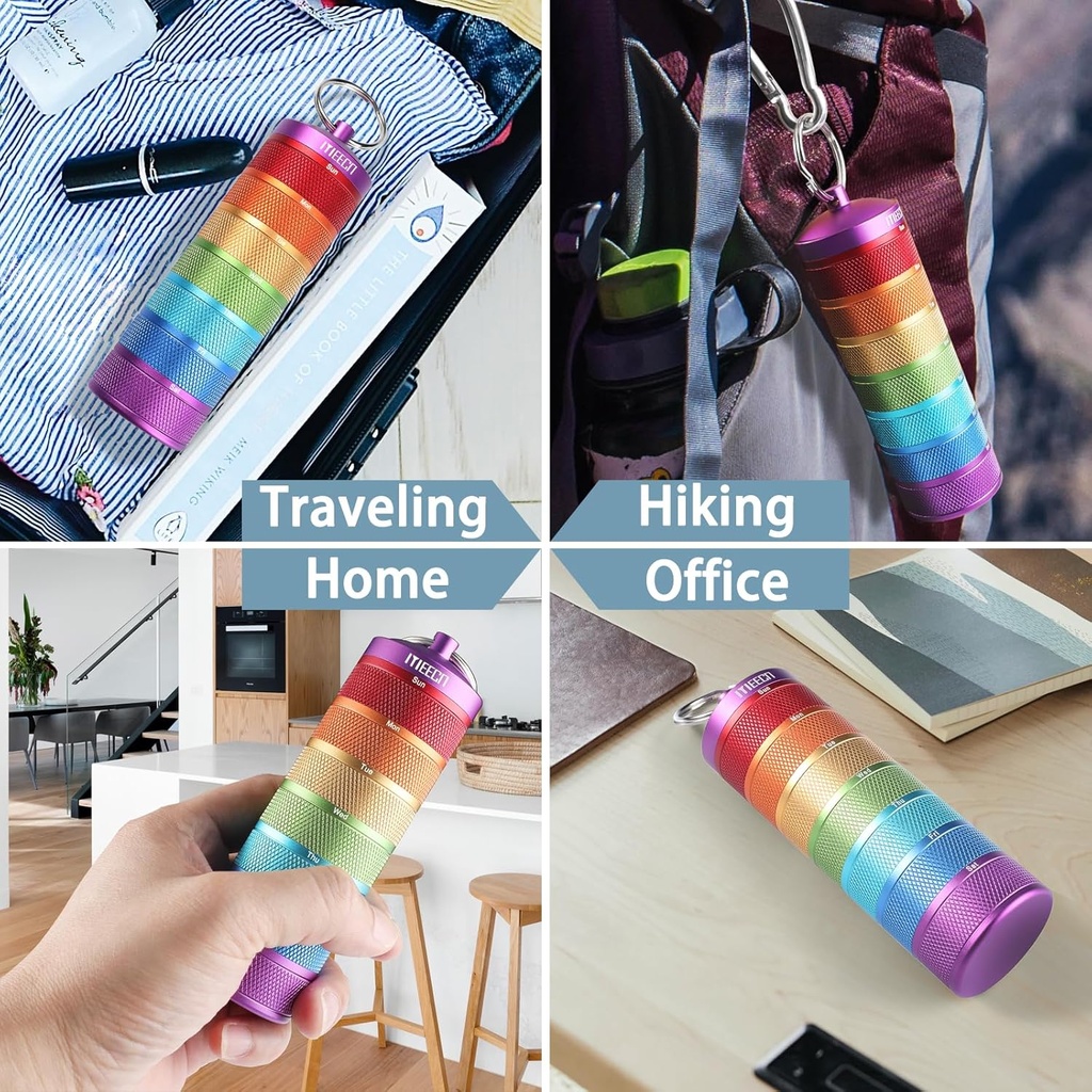 Weekly Metal Pill Organizer for Outdoor Travel, Aluminum, Waterproof, That is Shockproof and Has Large Compartments for Storing Vitamins, Fish Oil, Emergency Pills 4