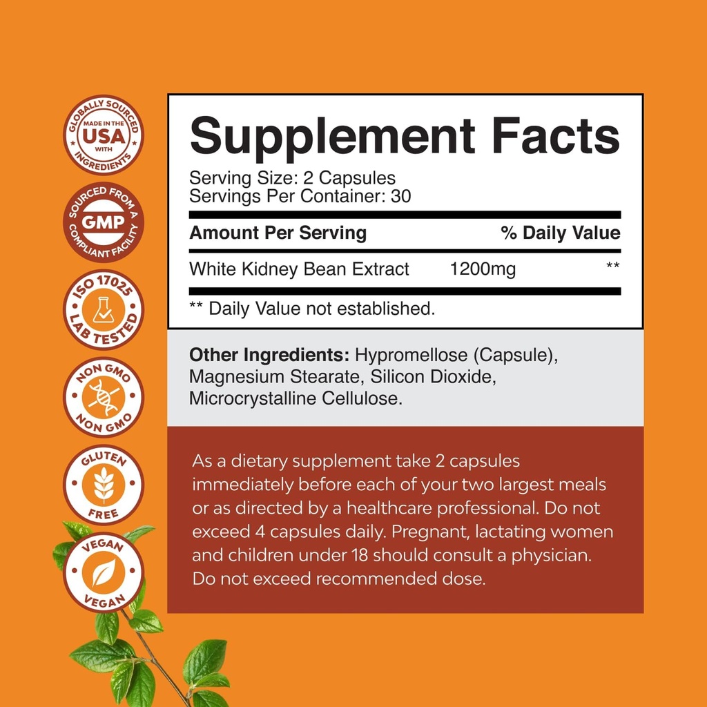 Bundle of Magnesium Glycinate 400mg Capsules and White Kidney Bean Energy Booster - White Kidney Bean Extract Pill and Natural Vegetarian Supplements 4