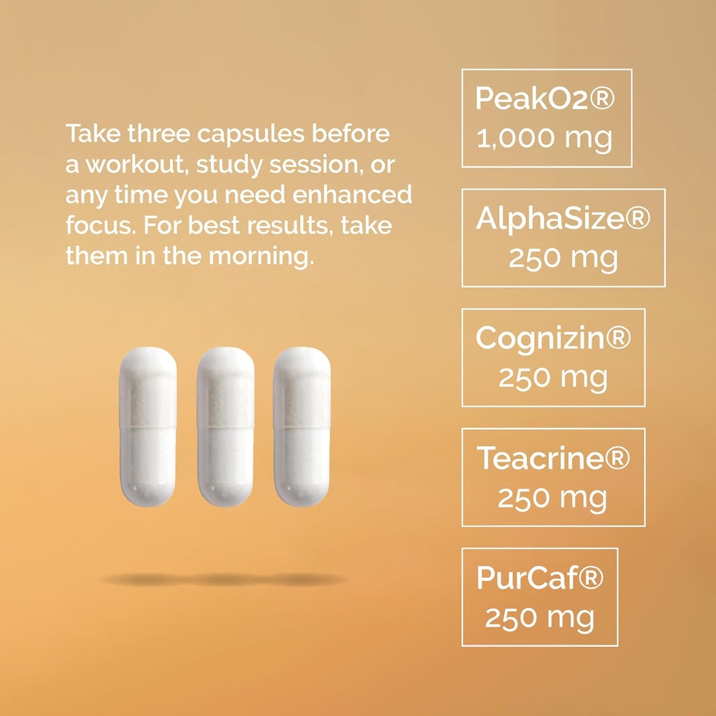 EarthNutri Energy + Focus Powder Supplement - Energy Boost & Helps Concentration with PeakO2, AlphaSize, Cognizin, PurCaf, Theacrine, Acetyl L-Carnitine L-Tyrosine – Mango Flavor - 20 Servings (171g) 5