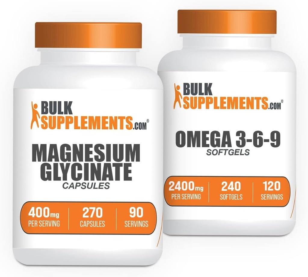 Magnesium Glycinate Capsules + Omega 3-6-9 Softgels Bundle 2