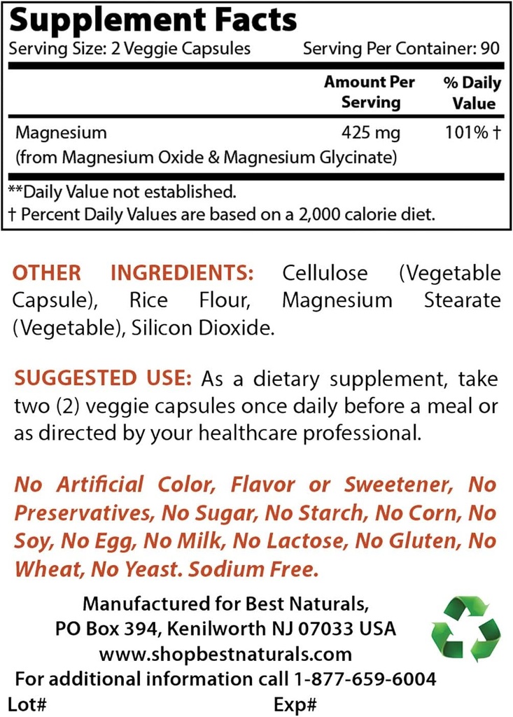 Best Naturals Cinnamon 500 mg & Magnesium Glycinate 425 mg 3