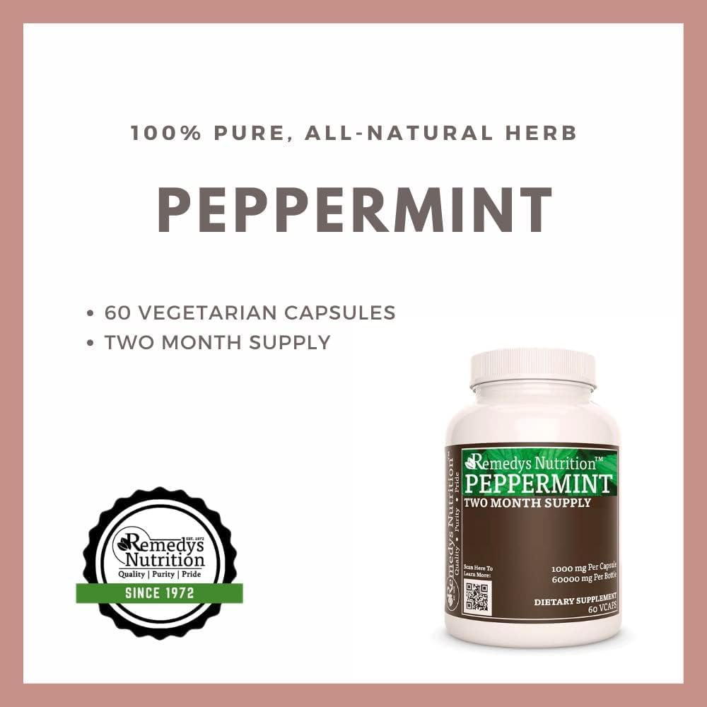 Remedy's nutrition Peppermint Leaf | 1,000 mg, 60 Vegan Capsules Herbal Dietary Supplement | Two Month Supply 4
