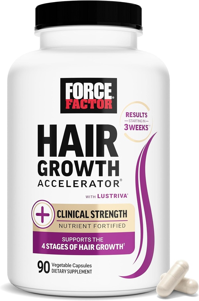 FORCE FACTOR Hair Growth Accelerator Multivitamin for Women & Men, with Lustriva, Biotin, Horsetail & Vitamins A, B12, C, D & E for Thicker Hair, Healthier Skin & Nails, 90 Capsules 2