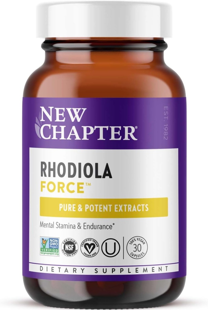 New Chapter Rhodiola Force 300mg with Potent Vegan Rhodiola for Mental Focus & Stamina, Endurance + Mood Support + Stress Adaptogen + Non-GMO Ingredients - 30 Count 2