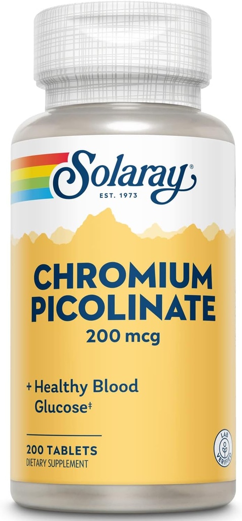 Solaray Chromium Picolinate, Tablet (Btl-Plastic) 200mcg | 50ct 3
