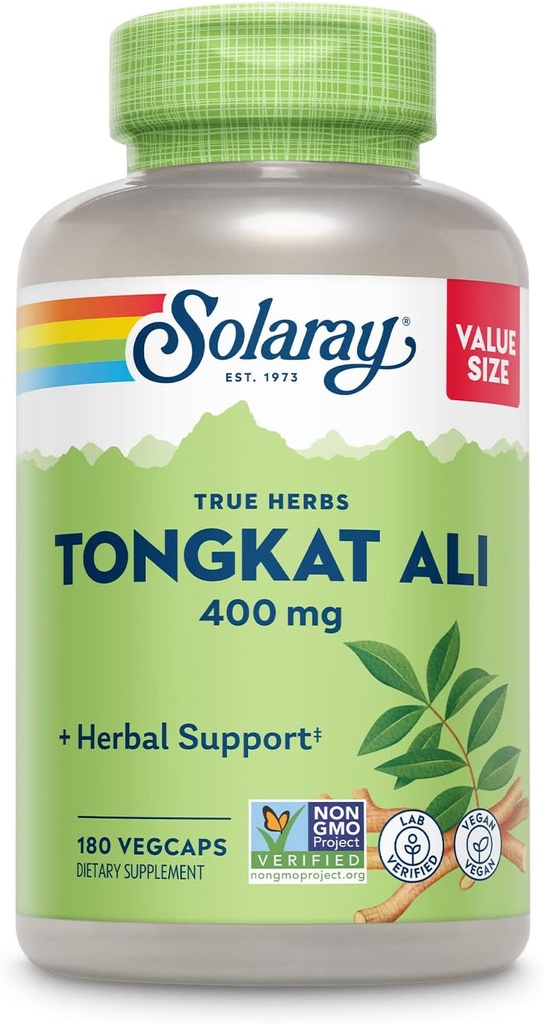 SOLARAY Tongkat Ali 400 mg - Longjack Tongkat Ali for Men - Herbal Support for Men's Health and Vitality - Vegan, Non-GMO, Lab Verified - 180 Servings, 180 VegCaps 2