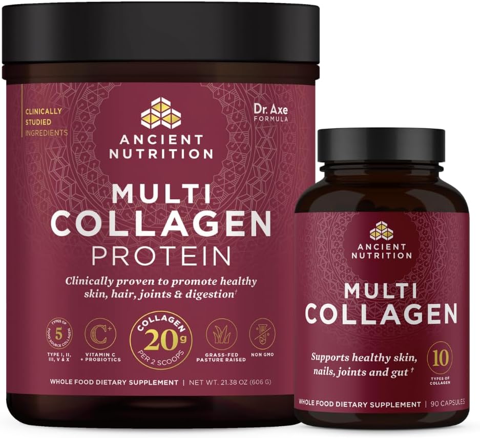 Ancient Nutrition Multi Collagen Capules, 90 Count + Multi Collagen Protein Powder, Unflavored, 60 Servings 2