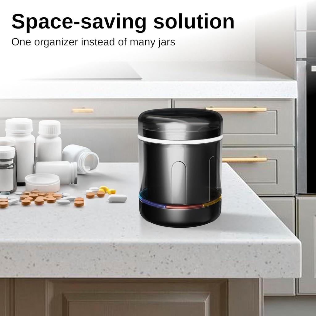 Large Supplement Organizer Bottle - Pill Dispenser 2 in 1 - Big Vitamin Holder and Portable Magnetic Pill Box with 7 Compartments Medication Storage Container Sorter with Labels Travel Medicine Case 4