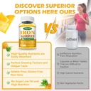 2 Pack Iron Gummies for Women & Men - Vegan Iron Supplement for Anemia & Iron Deficiency, with Vitamin B12, Vitamin C, Zinc, Folate - Energy Boost, Sugar-Free, Pineapple Flavor, 120 Count 6