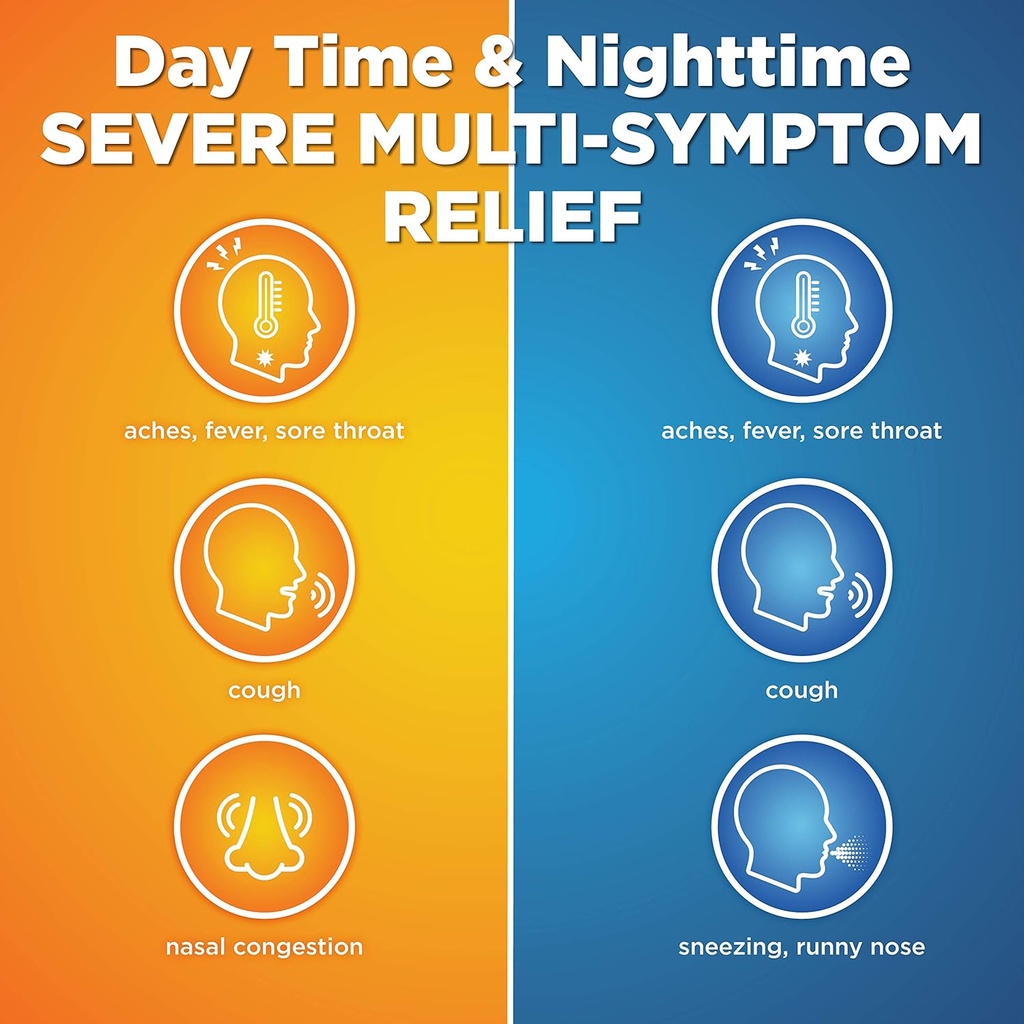 Basic Care Vapor Ice Daytime and Nighttime Severe Cold and Flu, Coated Caplets, Combo Pack, 24 Count 3